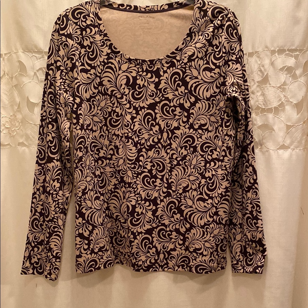 White Stag Brown and Beige Long Sleeve Top